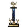 Single Holographic Column Two Trim Trophy - Black Plastic Base - 9"